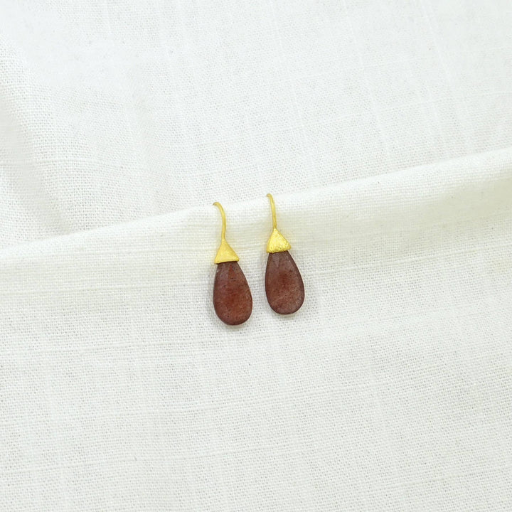 Katara Gemstone Earrings Gold - Strawberry Quartz