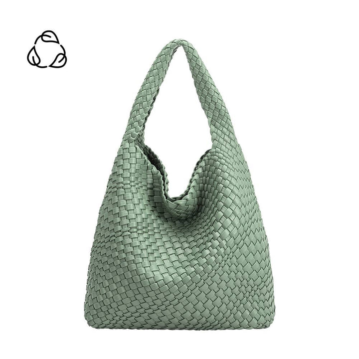 Melie Bianco Johanna große Schultertasche aus recyceltem veganem Material in Teal - Limited Edition