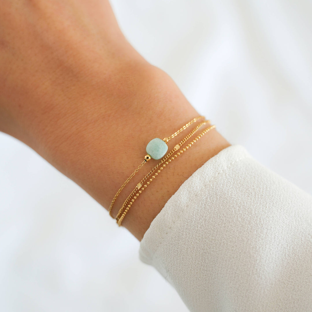 Feines Kettenarmband mit Amazonit-Stein
