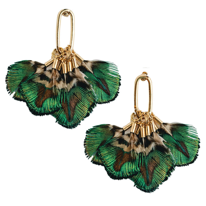 Statement Mallard Feather Tassel Earrings for Autumn