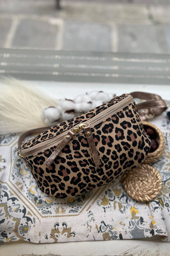 Ella Taupefarbene Leopard Gürteltasche