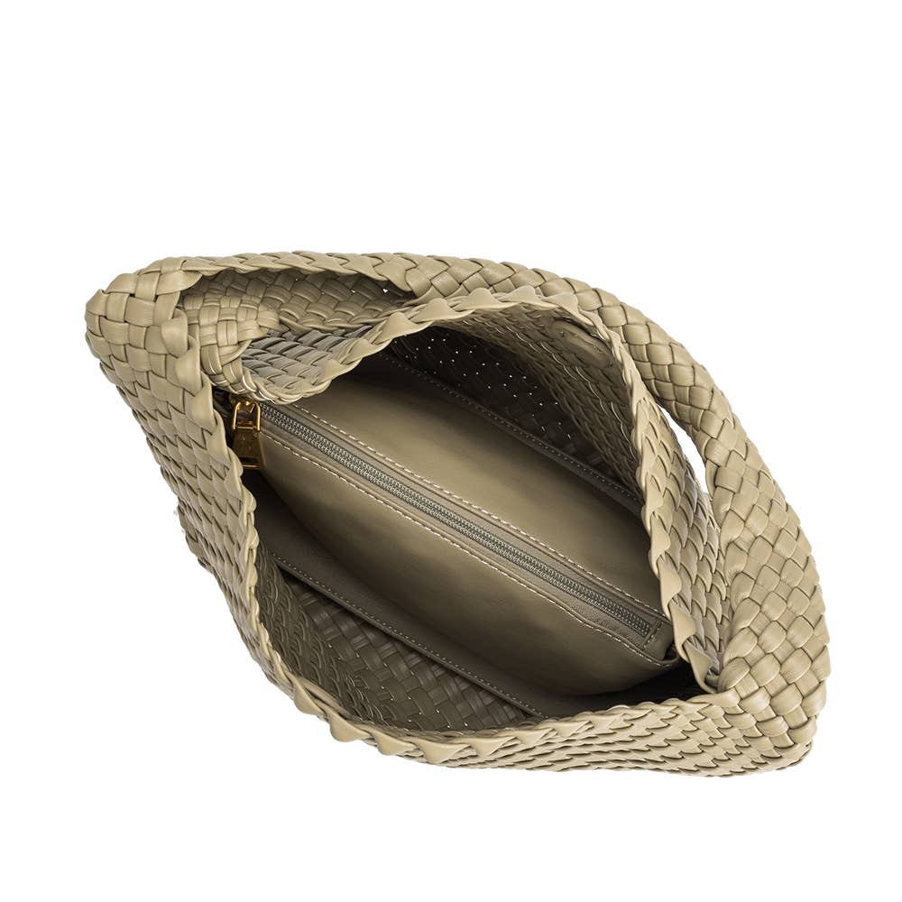 Melie Bianco Johanna große Schultertasche aus recyceltem veganem Material in Moss