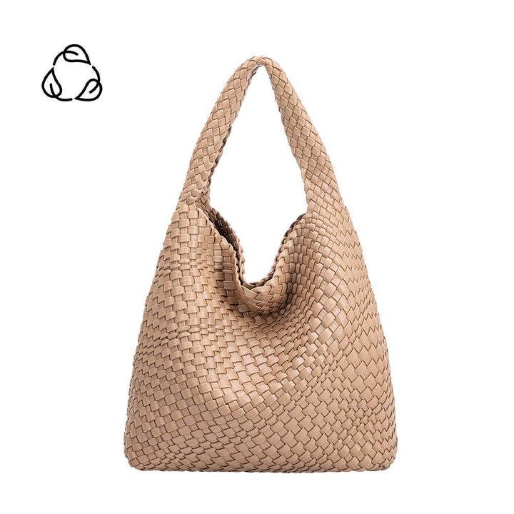 Melie Bianco Johanna große Schultertasche aus recyceltem veganem Material in Nude