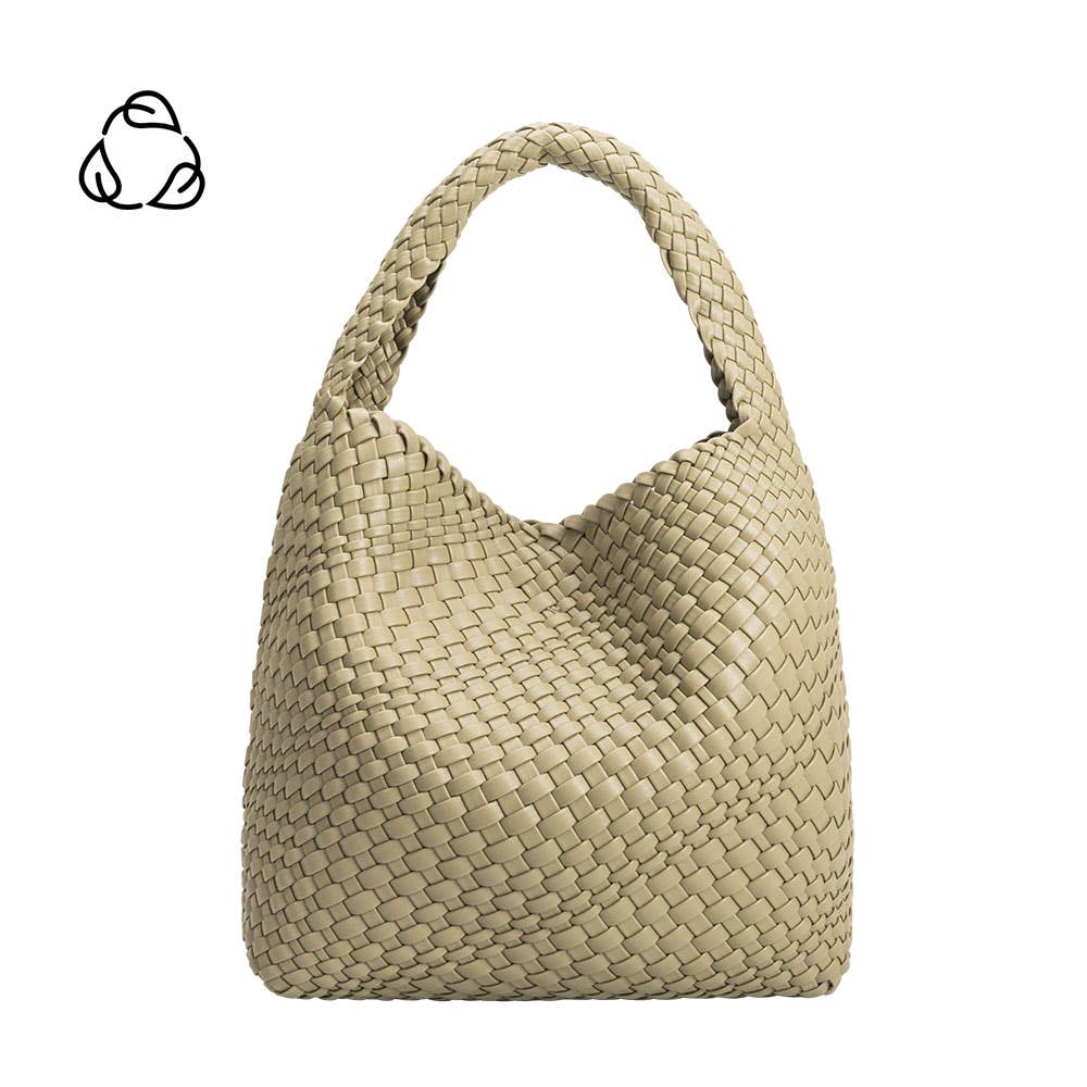 Melie Bianco Johanna große Schultertasche aus recyceltem veganem Material in Moss
