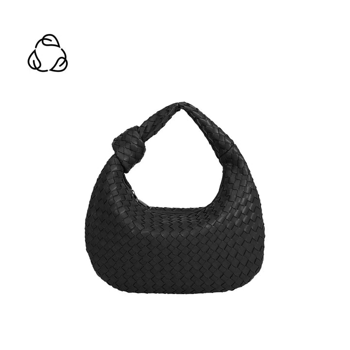 Kleine Drew Henkeltasche aus recyceltem veganem Material in Schwarz