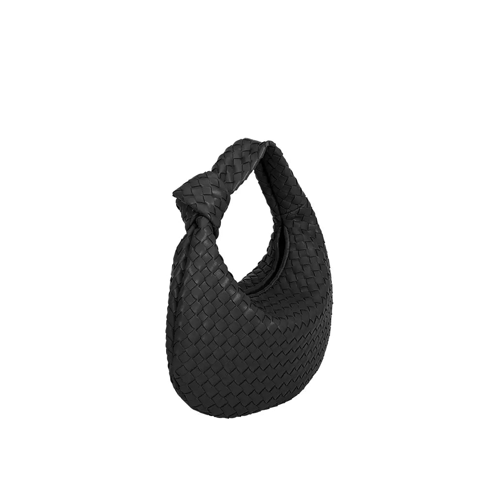 Kleine Drew Henkeltasche aus recyceltem veganem Material in Schwarz