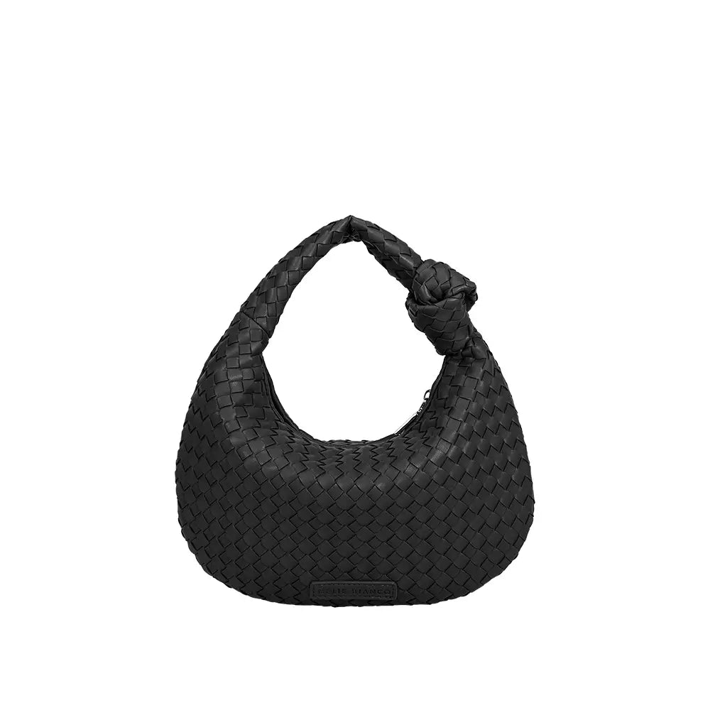 Kleine Drew Henkeltasche aus recyceltem veganem Material in Schwarz