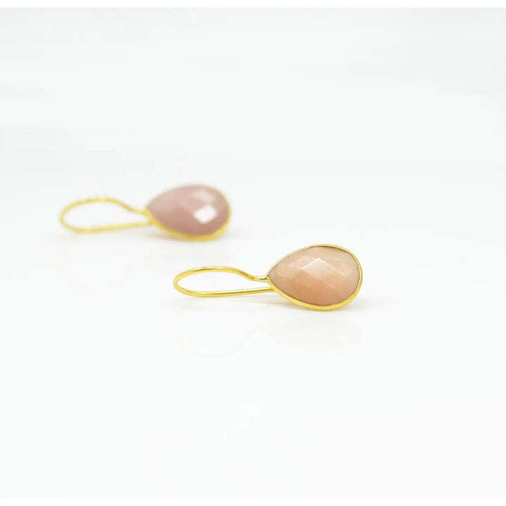 Teardrop Pfirsich Mondstein Gold Ohrring