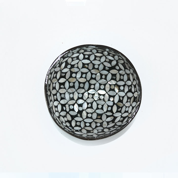 Kokosnussschale Schwarz, Silber, Perlmutt