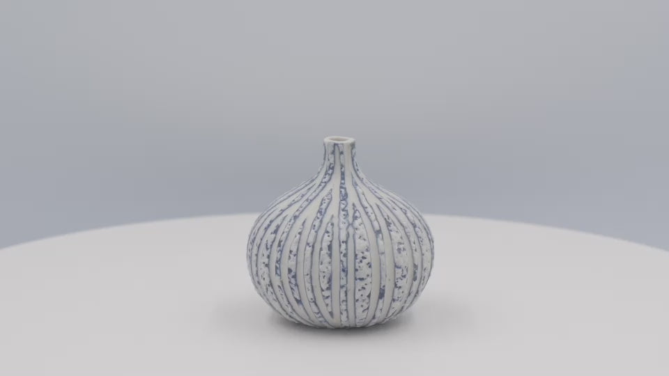 Mini Blue Water Knospenvase aus Porzellankeramik